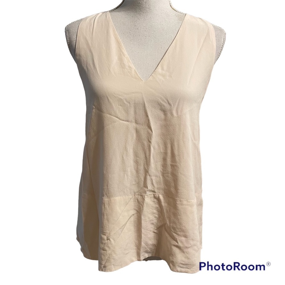 Everlane Women's Pale Pink Blush Silk The Double Lined V-Neck Tank Size 2